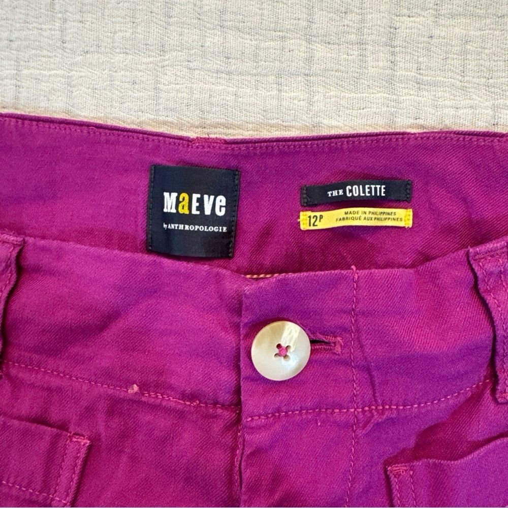 Maeve Anthropologie Purple The Colette Cropped Linen Wide Leg Pants Size 12P - Picture 5 of 13